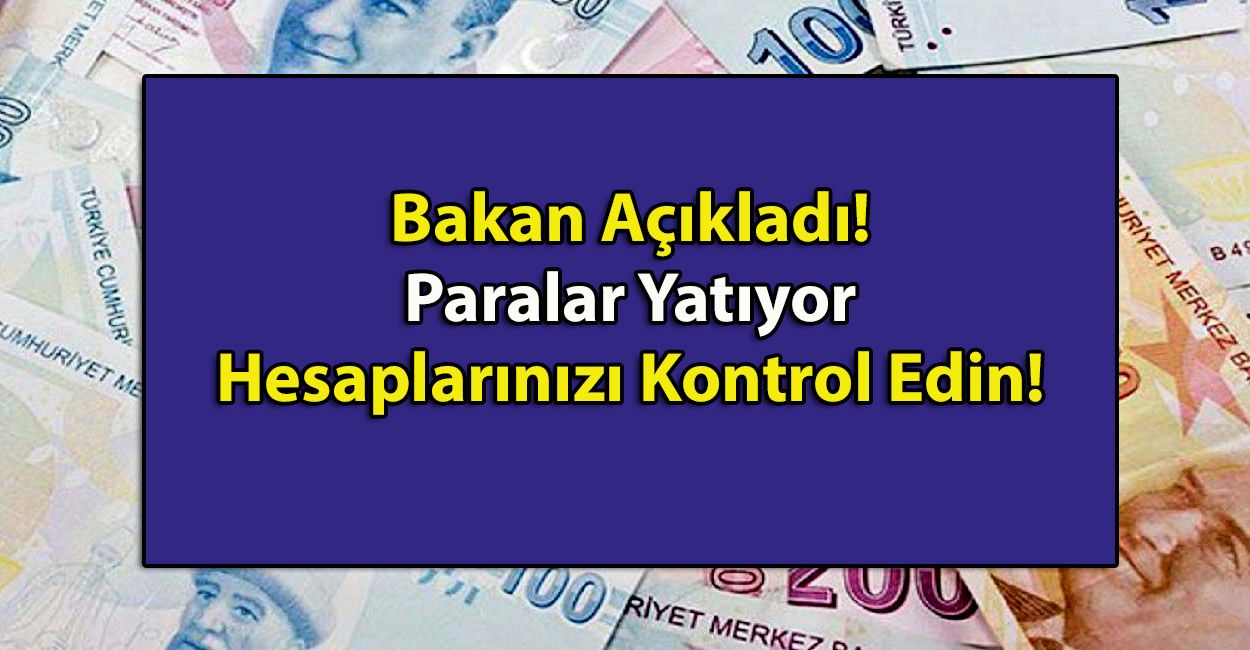 Bakan Açıkladı! Paralar Yatıyor Hesaplarınızı Kontrol Edin!