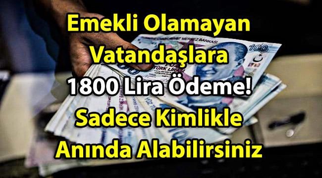 Emekli Olamayan Vatandaşlara 1800 Lira Anında Ödeme! Kimlikle Müracaat Yeterli Hemen Veriliyor