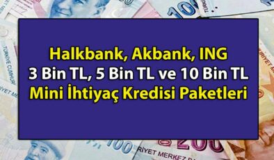 Halkbank, Akbank, ING Bank’tan 3 Bin TL, 5 Bin TL ve 10 Bin TL’ lik Mini İhtiyaç Kredisi Paketlerine Hemen Başvurun! 