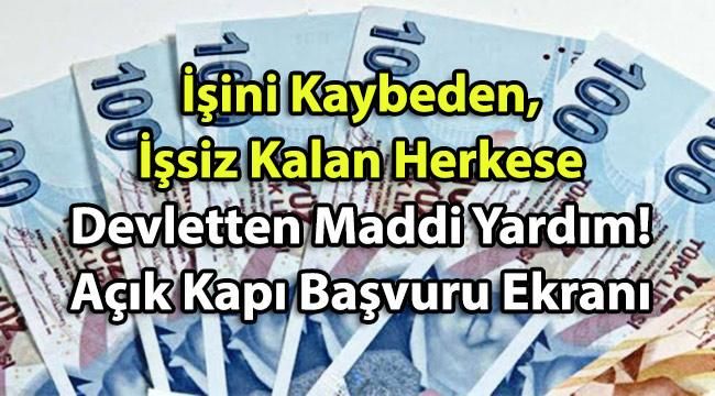 İşini Kaybeden, İşsiz Kalan Herkese Devletten Maddi Yardım! Açık Kapı Başvuru Ekranı