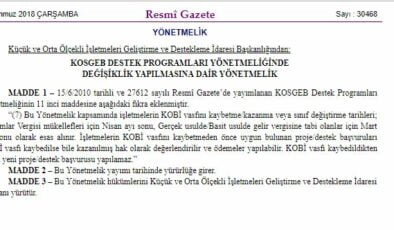 KOSGEB Destek Programları Yönetmeliği Değişikliği Resmi Gazete’de Yayımlandı