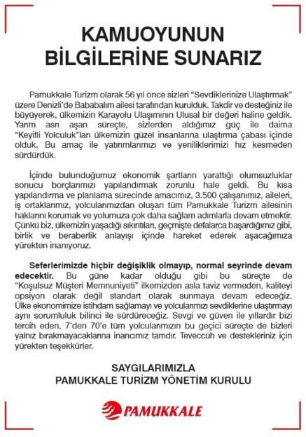 Pamukkale Turizm Konkordato İlan Eden Firmalar Arasına Katıldı!