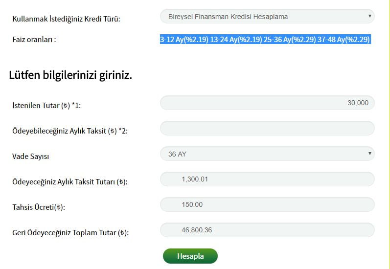 Şekerbank 30.000 TL 36 Ay Vadeli İhtiyaç Kredisi