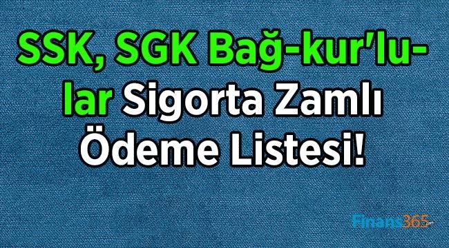 SSK, SGK Bağ-kur’lular Sigorta Zamlı Ödeme Listesi!