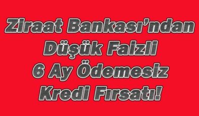 Ziraat Bankası’ndan Düşük Faizli 6 Ay Ödemesiz Kredi!