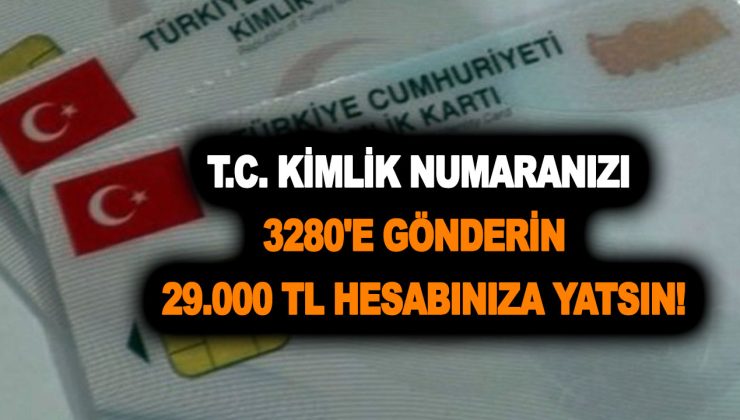 T.C. kimlik numaranızı 3280’e gönderin anında 29.000 TL hesabınıza yatsın! Alayına veriliyor!