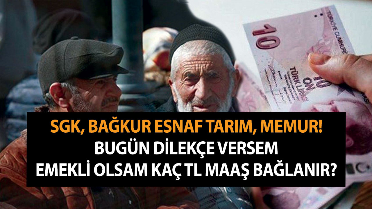 SGK, Bağkur Esnaf Tarım, Memur! Bugün dilekçe versem emekli olsam kaç TL maaş bağlanır?