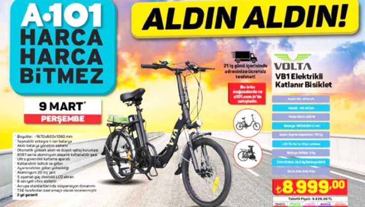 Efsane Volta VB1 katlanabilir elektrikli bisiklet A101’de göz kamaştırdı! İşte Mart 2023 fiyat listesi…