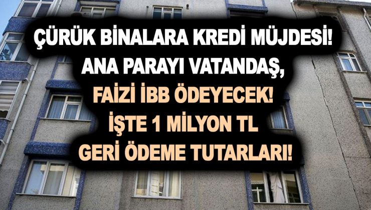 İBB’den İstanbul’daki çürük binalara 120 ay vadeli kredi müjdesi! Ana parayı vatandaş, faizi İBB ödeyecek! İşte 1 milyon TL geri ödeme tutarları