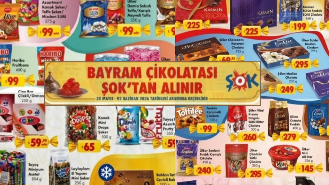 ŞOK 20 Mayıs-2 Haziran Aktüel kataloğunda bayram fırsatı: En sevilen çikolata ve şekerler avantajlı fiyatlarla raflarda…